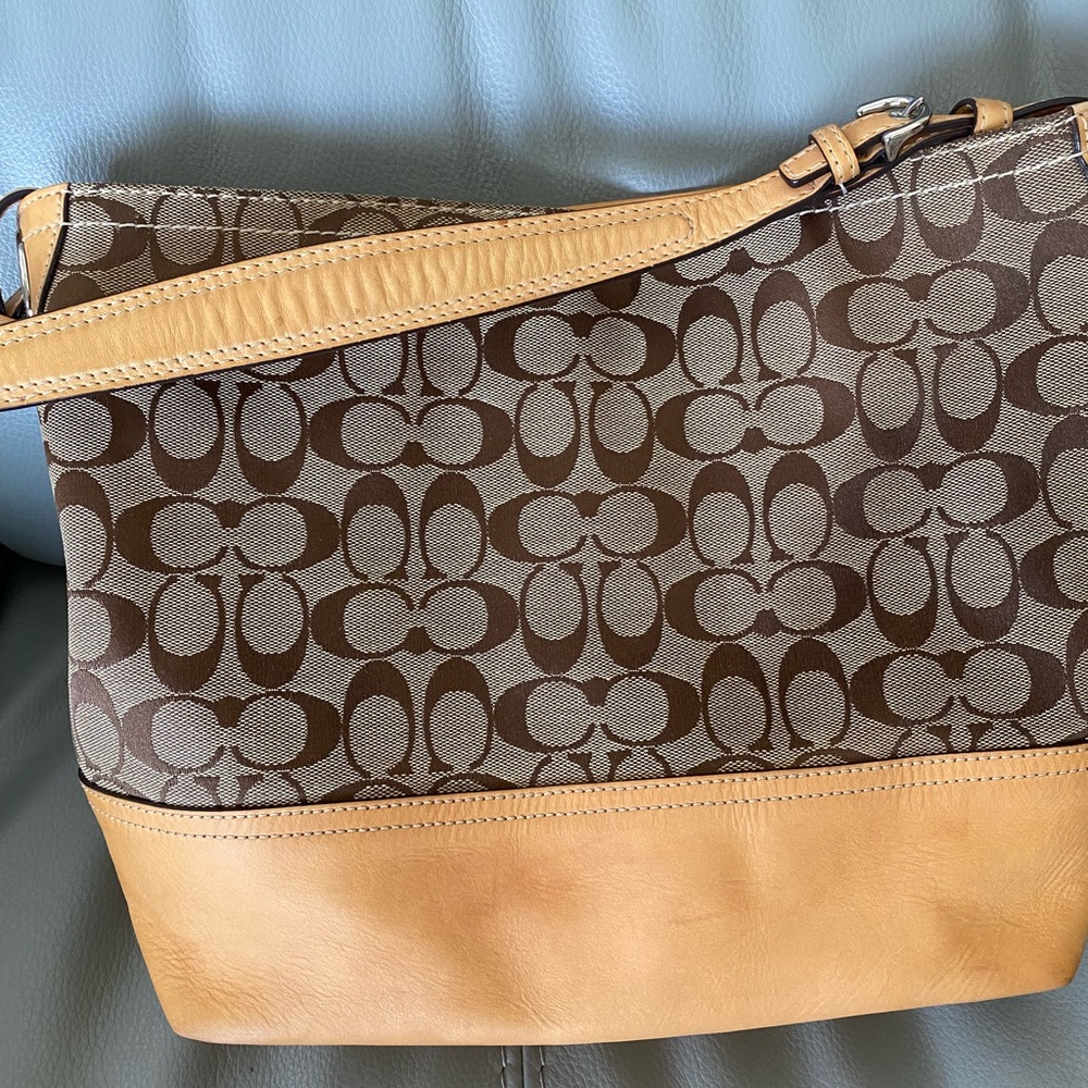 Coach Signature Hobo Bag with Tan Leather Trim - Picture 9 of 9